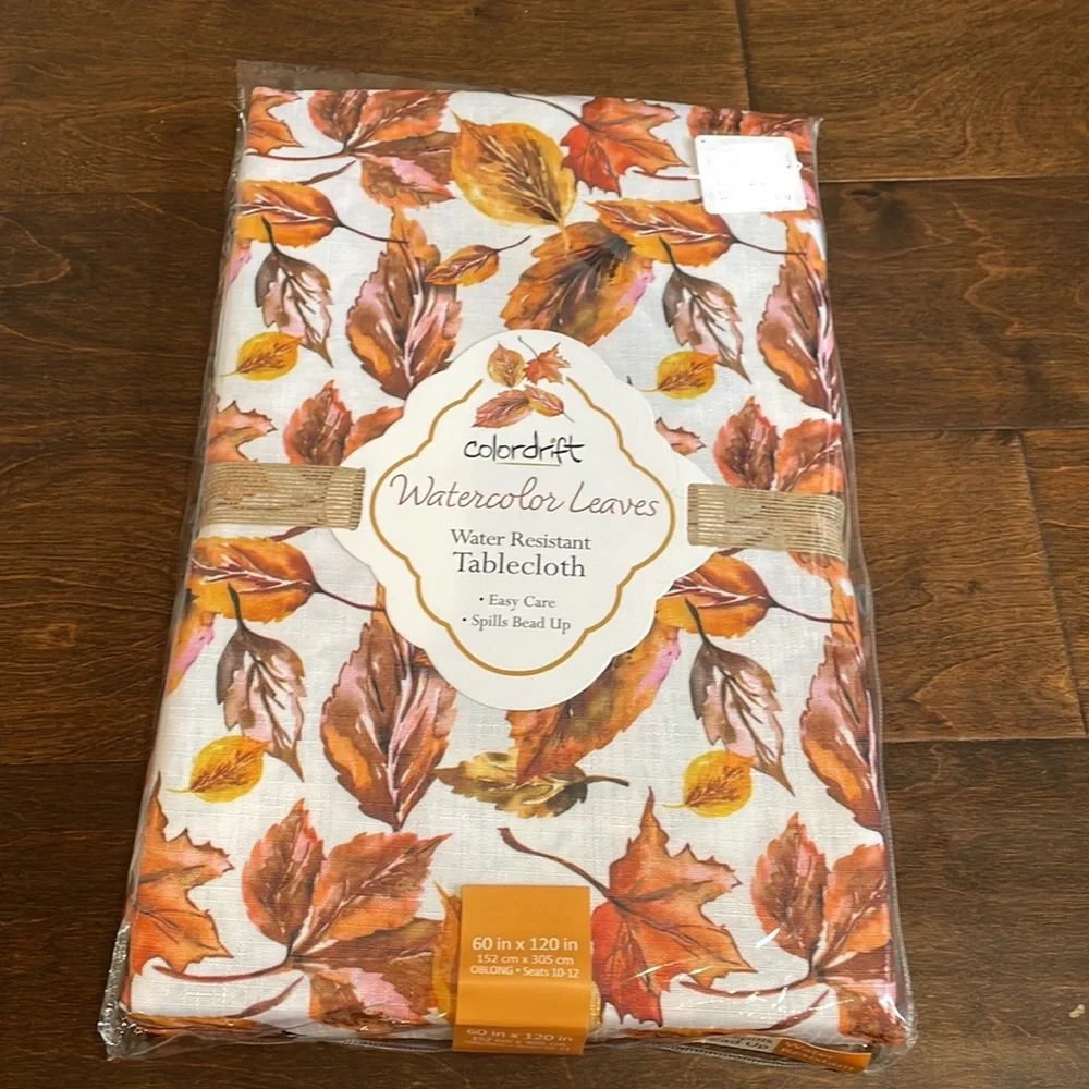 Colordrift Fall Thanksgiving Pumpkin Floral Fall Tablecloth New 60”x120”